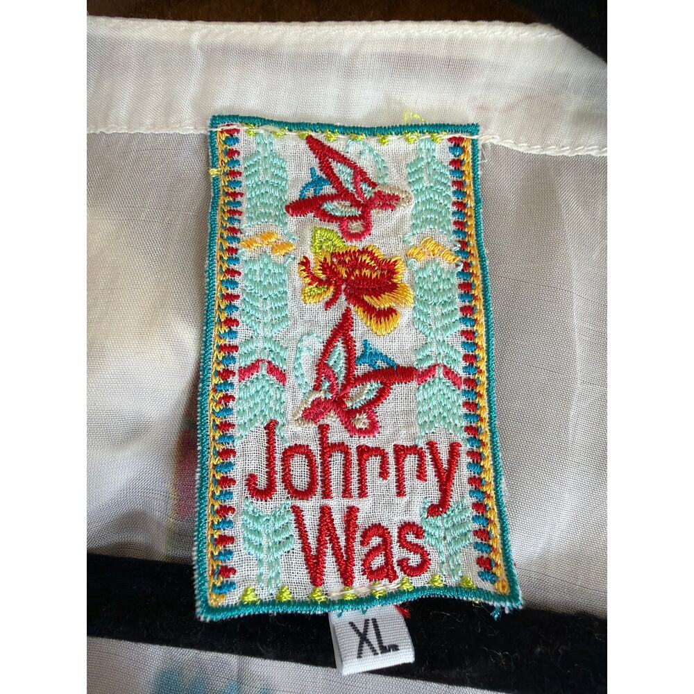 Johnny Was Floral Sheer Front Tie Mid Length Sleeve Top Size XL - Picture 5 of 6